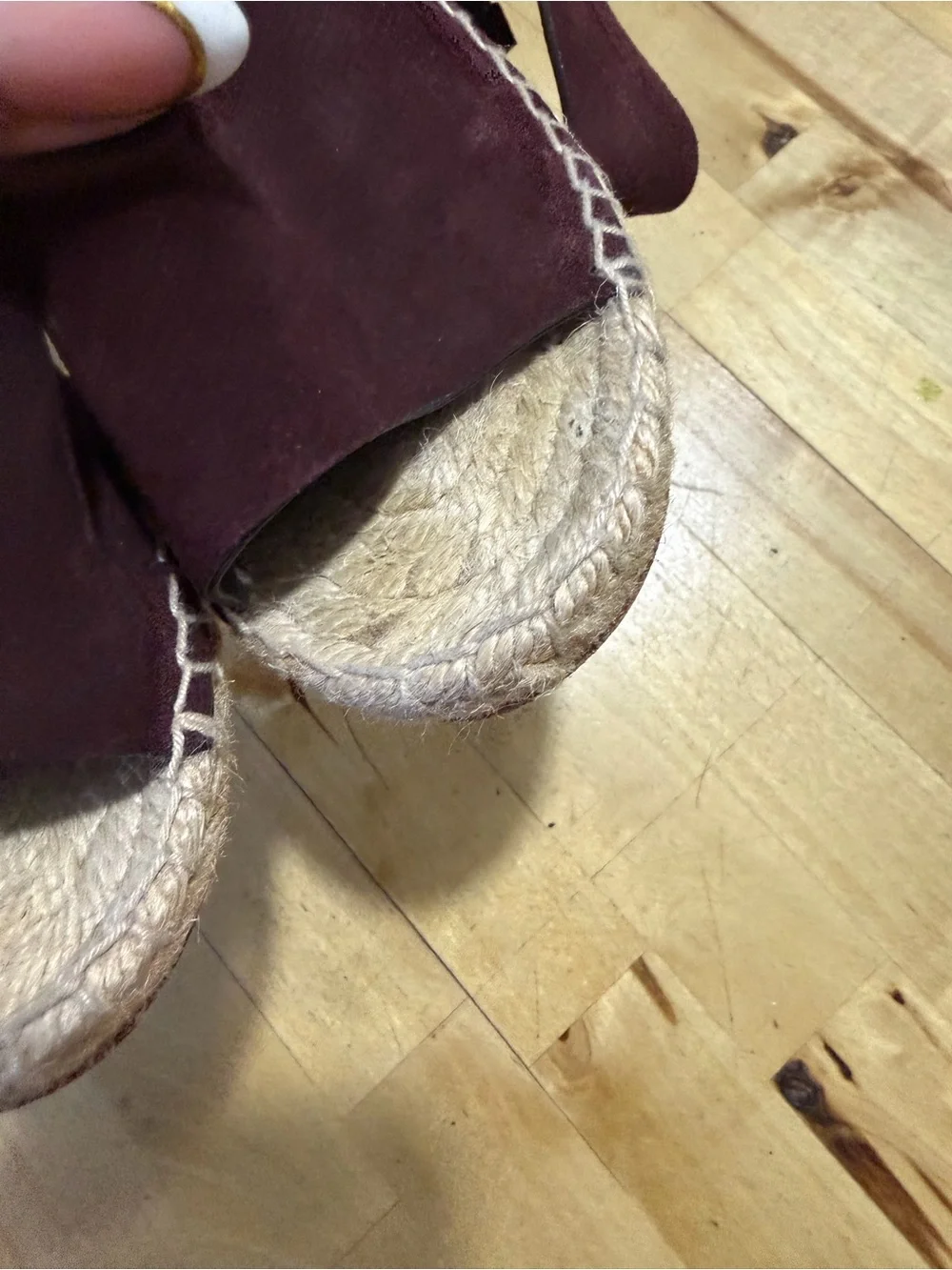 Celine Burgundy Suede Espadrille Wedge Sandals